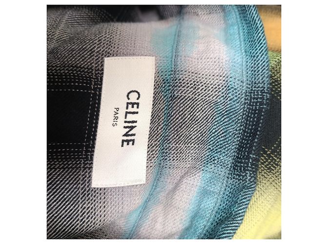 Céline Camicia in flanella a quadri tie-dye Celine in cotone multicolore - vista 2