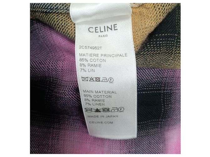 Céline Camicia in flanella a quadri tie-dye Celine in cotone multicolore - vista 3