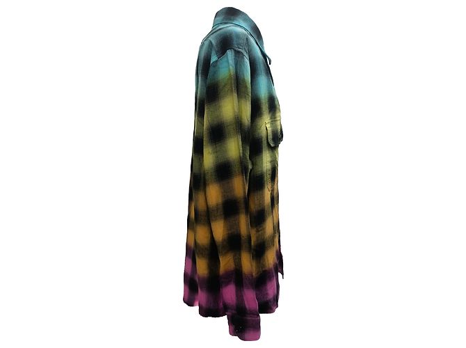 Céline Camicia in flanella a quadri tie-dye Celine in cotone multicolore - vista 4