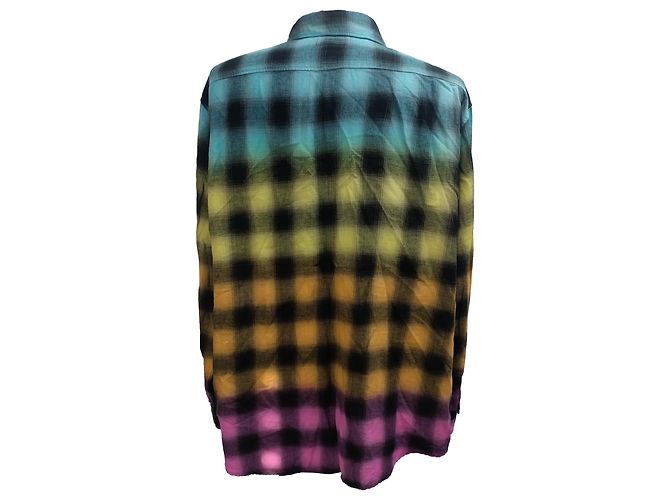 Céline Camicia in flanella a quadri tie-dye Celine in cotone multicolore - vista 5
