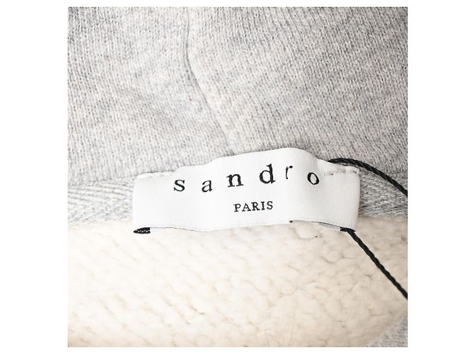 Sandro Logo Hoodie aus grauer Baumwolle - Ansicht 4