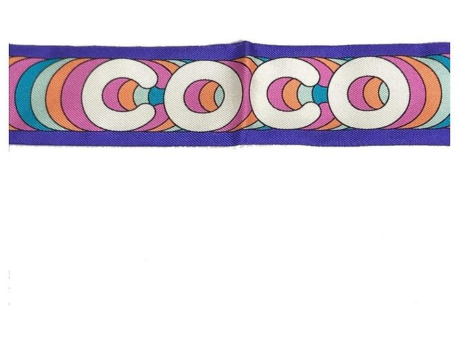 CHANEL Lenço Bandeau Coco Mark, Seda, Feminino, Multicolorido, Como Novo Multicor - vista 6