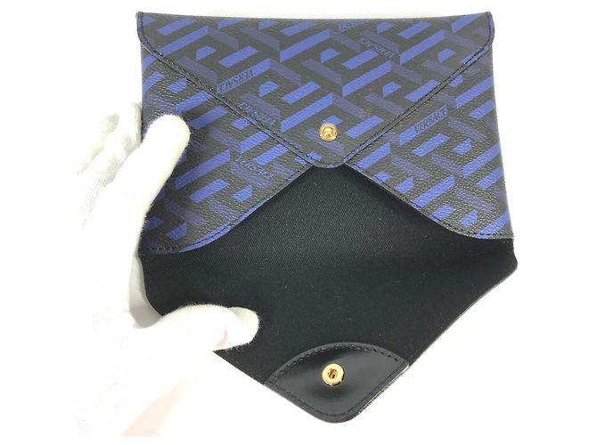 VERSACE Greca Clutch Tasche aus Leder für Damen - Blau - Ansicht 7