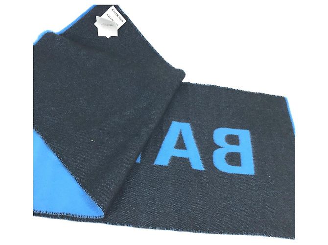 Balenciaga Bicolor Schal blau schwarz - Ansicht 5