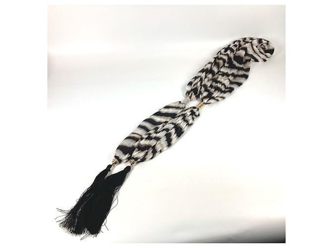 Sciarpa con frange e nappine LOUIS VUITTON con strass, stole in seta, donna, marrone - vista 6