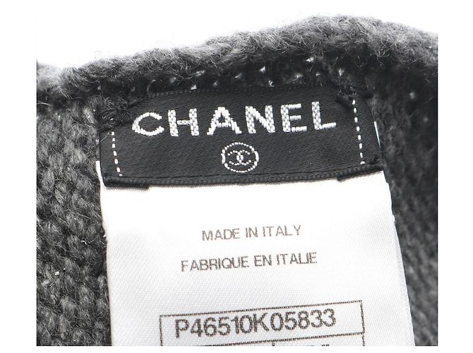 Chanel Sciarpa in cashmere per donne, grigio, nero e bianco, - vista 2