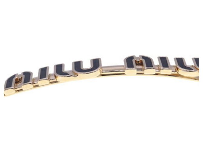 Miu Miu Miu Fermaglio per Capelli Nero Oro Metallo Smalto Spilla Americana per Donne MIU - vista 3