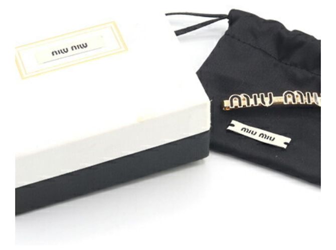 Miu Miu Miu Fermaglio per Capelli Nero Oro Metallo Smalto Spilla Americana per Donne MIU - vista 5