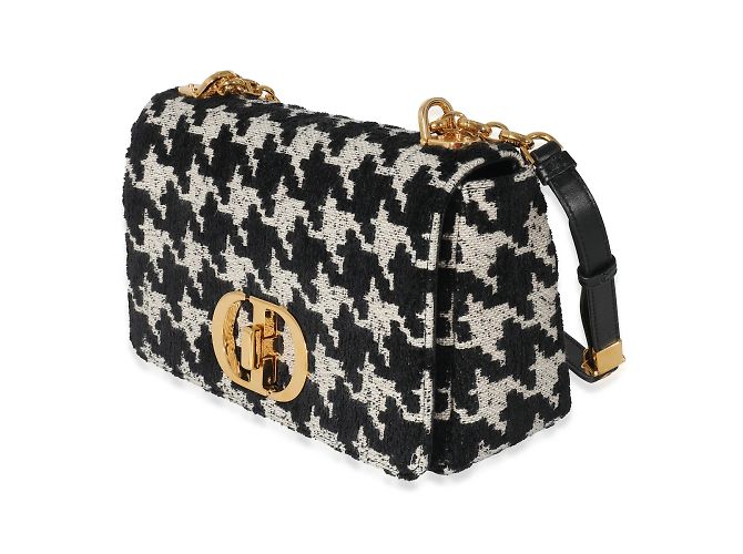 Christian Dior Caro Macro-Houndstooth Fabric Medium Nero - vista 2
