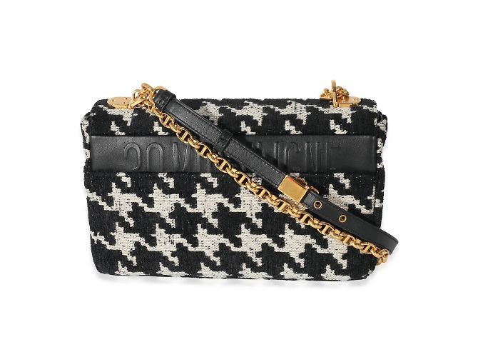 Christian Dior Caro Macro-Houndstooth Fabric Medium Nero - vista 3