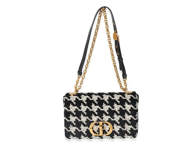 Christian Dior Caro Macro-Houndstooth Fabric Medium Nero - vista 4