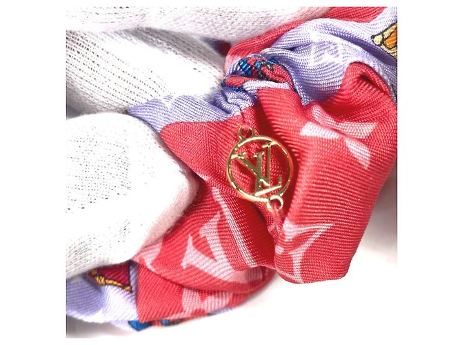 Set di Scrunchie Monogram LOUIS VUITTON (solo cerchio) Elastico per Capelli in Seta Donna Rosa - vista 5