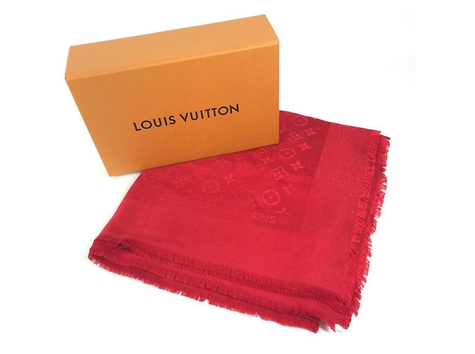 LOUIS VUITTON Sciarpa in lana e seta Monogram con frange per donna Rossa Rosso - vista 11