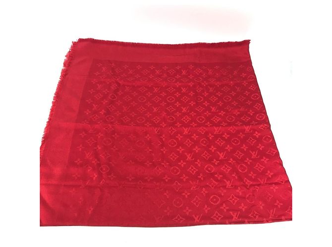 LOUIS VUITTON Sciarpa in lana e seta Monogram con frange per donna Rossa Rosso - vista 2