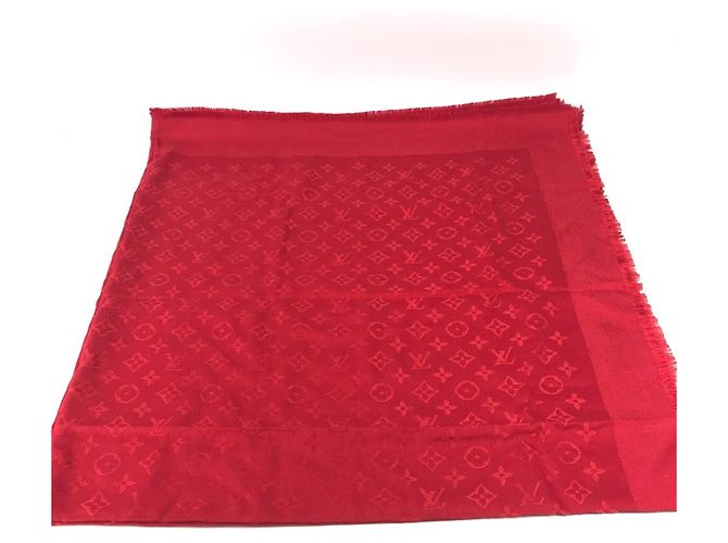 LOUIS VUITTON Sciarpa in lana e seta Monogram con frange per donna Rossa Rosso - vista 7