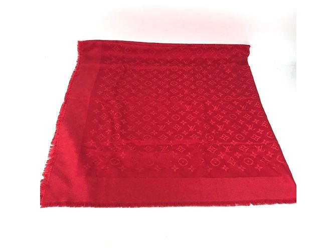 LOUIS VUITTON Sciarpa in lana e seta Monogram con frange per donna Rossa Rosso - vista 8
