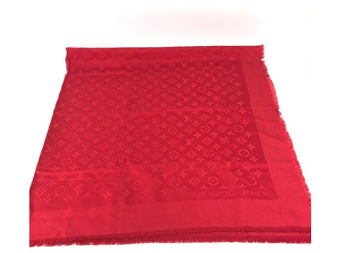 LOUIS VUITTON Sciarpa in lana e seta Monogram con frange per donna Rossa Rosso - vista 9