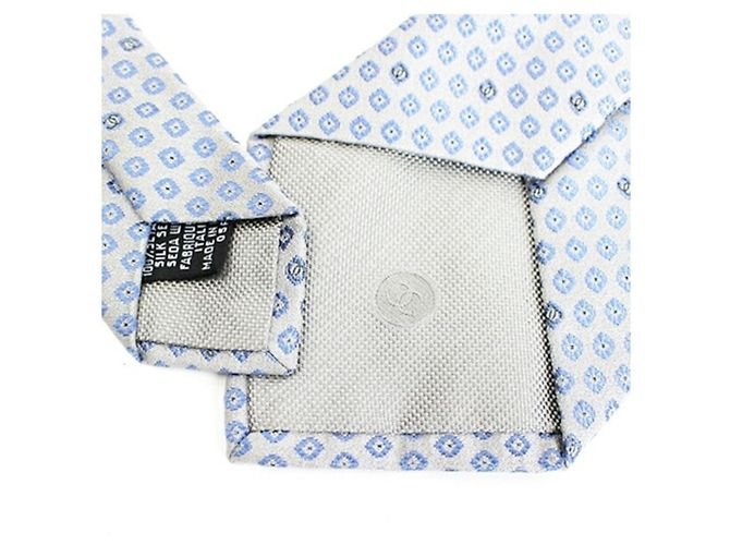 Cravatte in seta grigia Chanel Marrone - vista 6