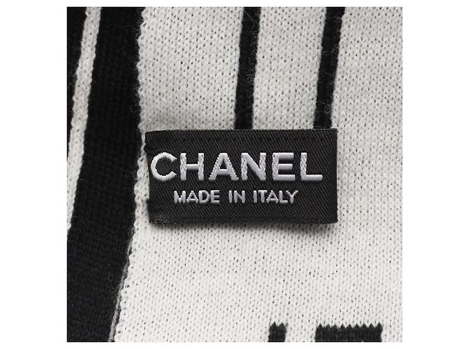 Sciarpa/Stola in Seta Cashmere Cotone Donna Blu Navy Nero Bianco CHANEL - vista 3