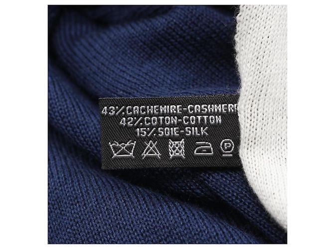 Sciarpa/Stola in Seta Cashmere Cotone Donna Blu Navy Nero Bianco CHANEL - vista 4