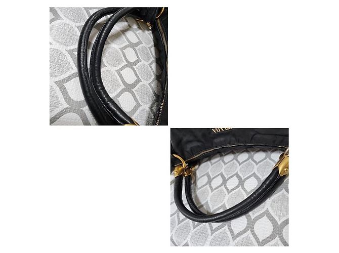 Borsa a mano Prada in nylon con manico superiore in jacquard nero - vista 10