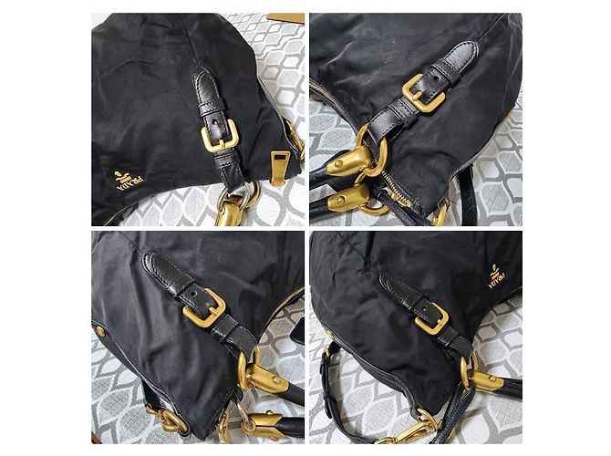Borsa a mano Prada in nylon con manico superiore in jacquard nero - vista 11