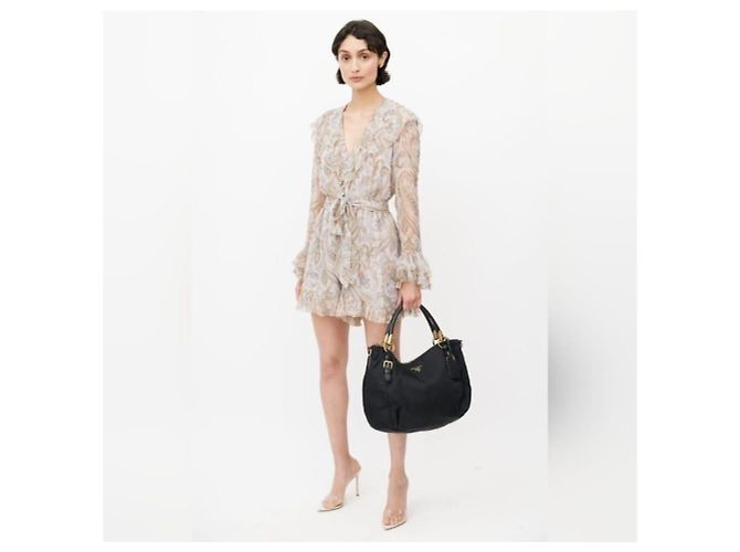 Borsa a mano Prada in nylon con manico superiore in jacquard nero - vista 13