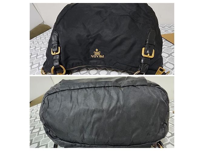 Borsa a mano Prada in nylon con manico superiore in jacquard nero - vista 5