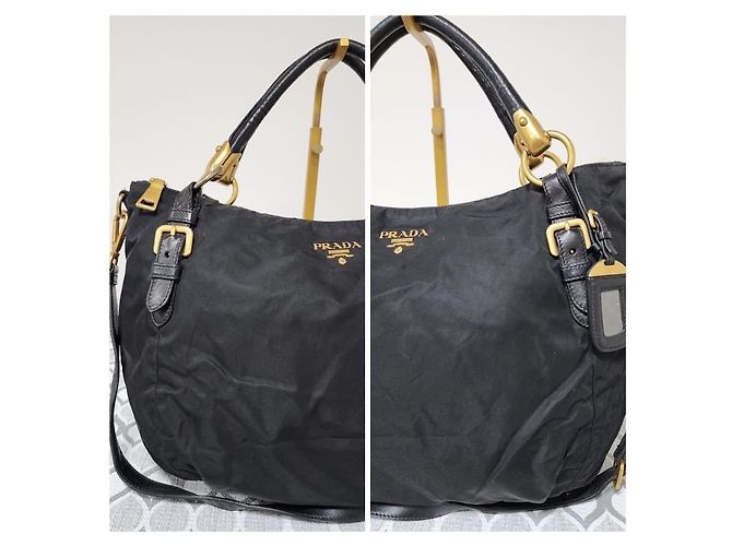 Borsa a mano Prada in nylon con manico superiore in jacquard nero - vista 7