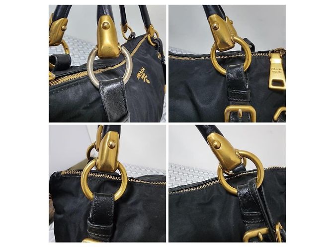 Borsa a mano Prada in nylon con manico superiore in jacquard nero - vista 8