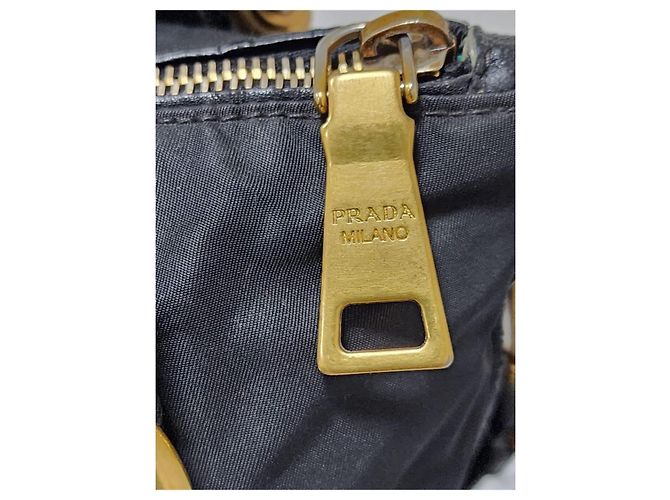 Borsa a mano Prada in nylon con manico superiore in jacquard nero - vista 9