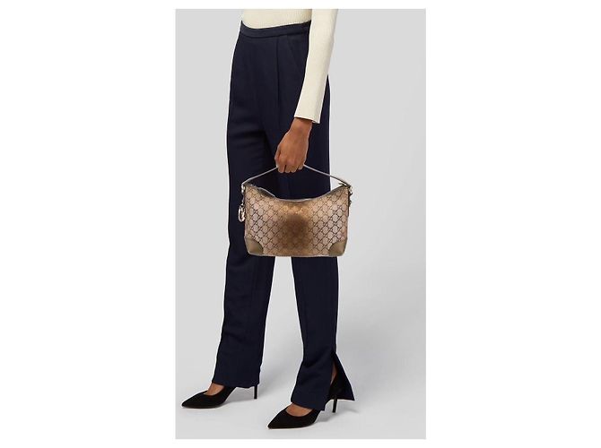 Borsa Hobo in Tela GG Cuore Bit Gucci Marrone - vista 14