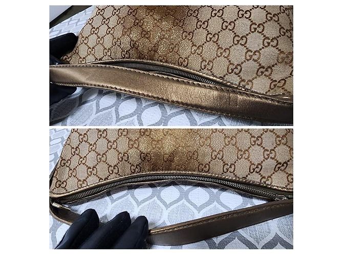 Borsa Hobo in Tela GG Cuore Bit Gucci Marrone - vista 7