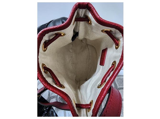 Borsa a secchiello mini in tela rivestita Gucci Doraemon x Gucci Beige Bordò - vista 12