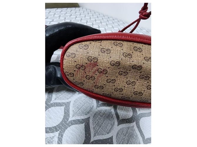 Borsa a secchiello mini in tela rivestita Gucci Doraemon x Gucci Beige Bordò - vista 13