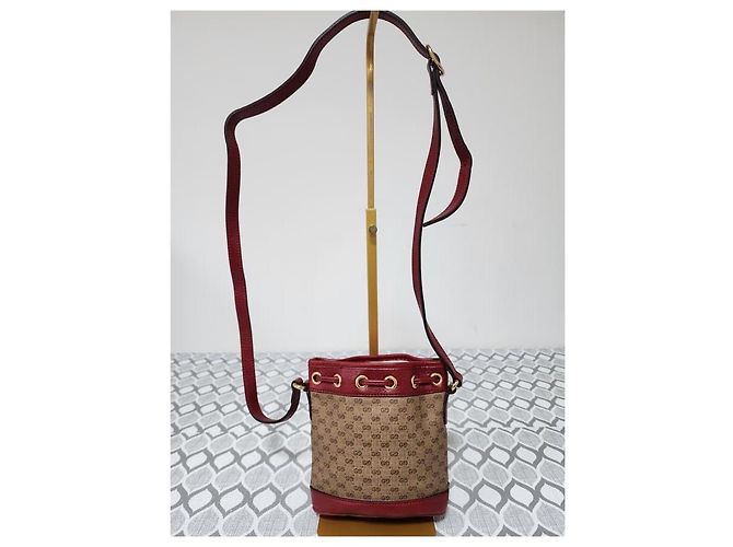 Borsa a secchiello mini in tela rivestita Gucci Doraemon x Gucci Beige Bordò - vista 2