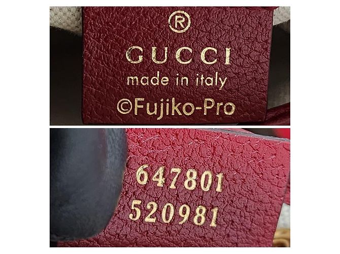 Borsa a secchiello mini in tela rivestita Gucci Doraemon x Gucci Beige Bordò - vista 4