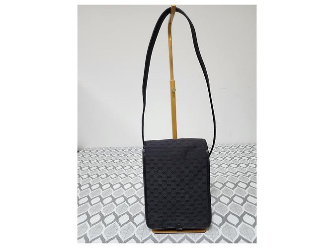 Bamboo GUCCI Vintage Micro GG Canvas Schultertasche Schwarz mit Bambus - Ansicht 2