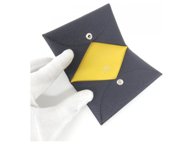 Estuche para tarjetas de visita Calvi Verso de Hermès Azul Amarillo - vista 3