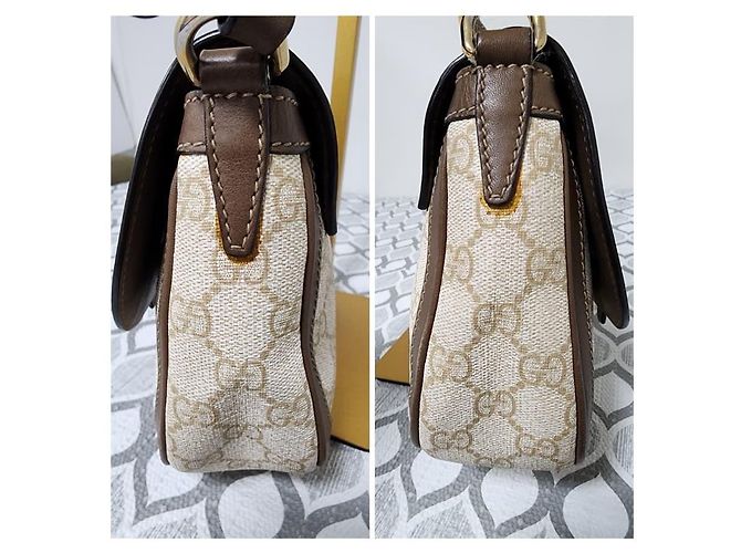 Borsa a Spalla/Crossbody Gucci GG Supreme Marrone/Crema Crudo - vista 6