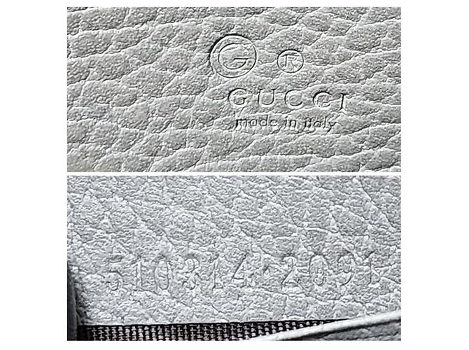 GUCCI Leder Geldbörse mit Dollar Interlocking G Klappe an Kette Grau - Ansicht 3