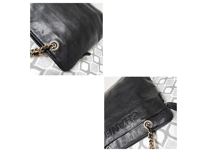 Borsa a spalla in caviale con logo ricamato Chanel nera Nero - vista 14