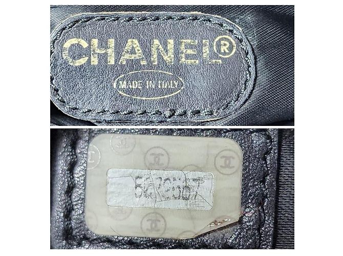 Borsa a spalla in caviale con logo ricamato Chanel nera Nero - vista 3