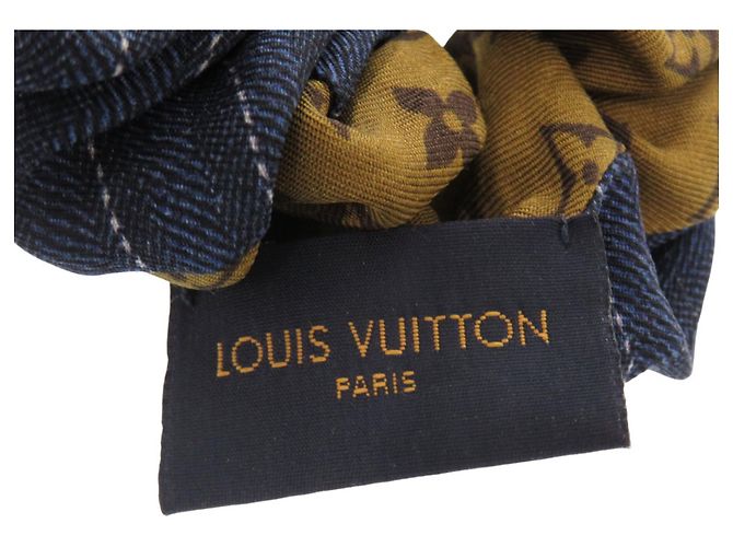 Scrunchie Be Mindful Monogram in Seta Marrone LOUIS VUITTON Blu - vista 4