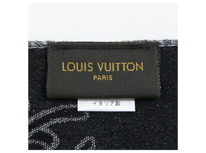 Sciarpa in cashmere e seta grigia e nera della collaborazione Louis Vuitton Christopher Nemeth per donne Nero - vista 4