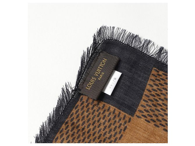 LOUIS VUITTON Sciarpa Grande in Lana/Seta Masai Check Marrone Nero - vista 3