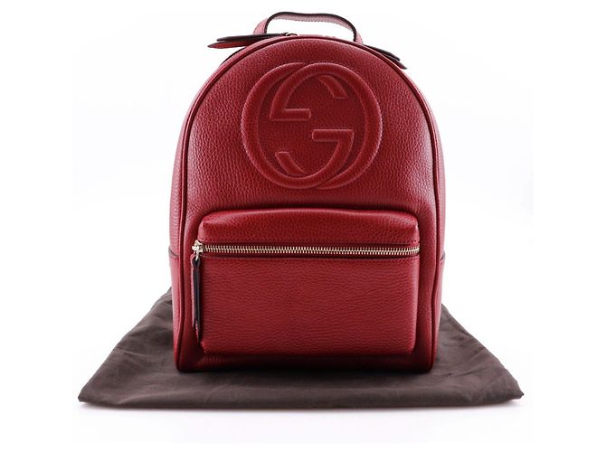 Mochila GUCCI Soho em couro vermelho com corrente entrelaçada para mulheres - vista 11
