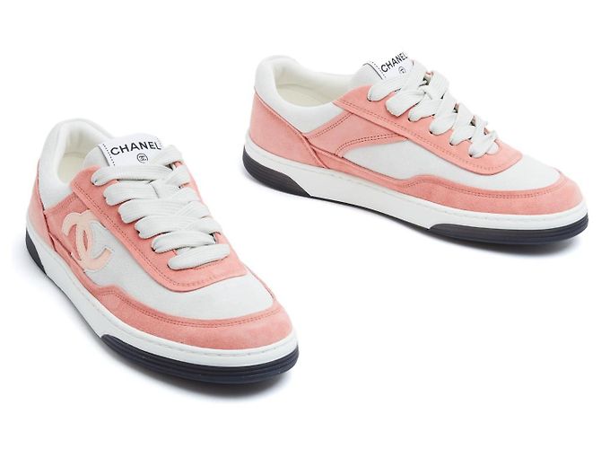 Chanel 2024 Sneakers CC Bianchi Rosa EU38 Resort Camoscio Rosa UK5 US7.5 NIB - vista 3