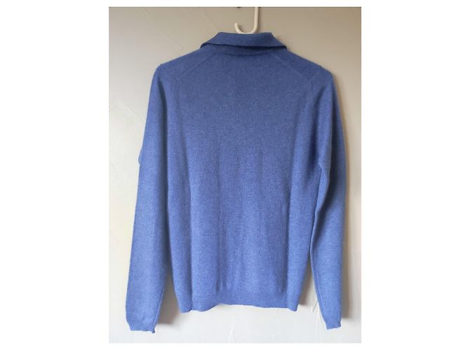 Daniel Crémieux Herren Cashmere Pullover mit Polo Kragen Blau Gr 42 - Ansicht 2