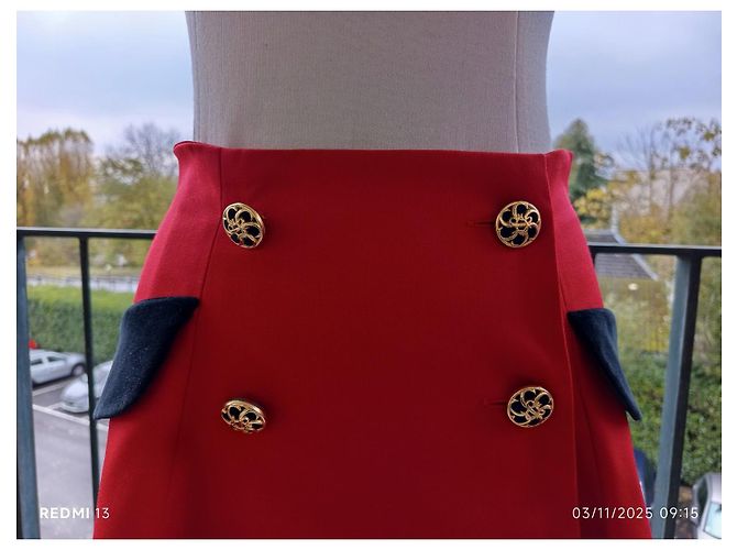 Falda envolvente Moschino Cheap And Chic lana negro rojo Roja - vista 2